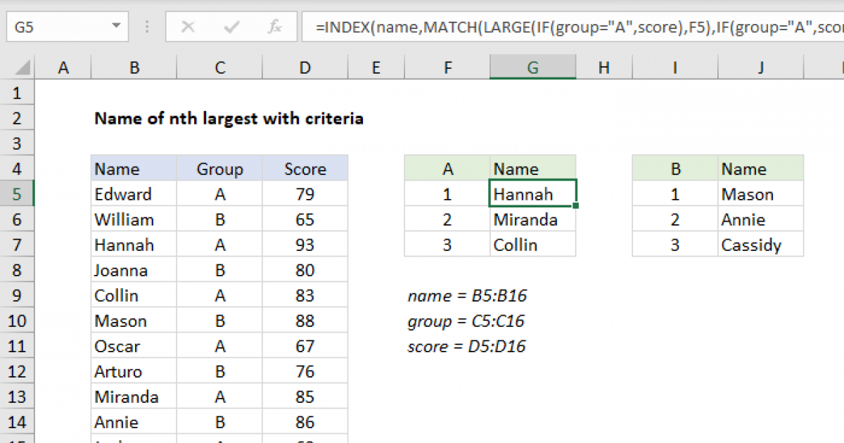 Excel Formula Largest Value With Criteria